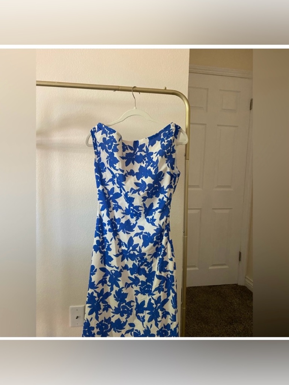 Peppermayo blue and white floral maxi asymmetrical shoulder dress new WO tag - Picture 5 of 5